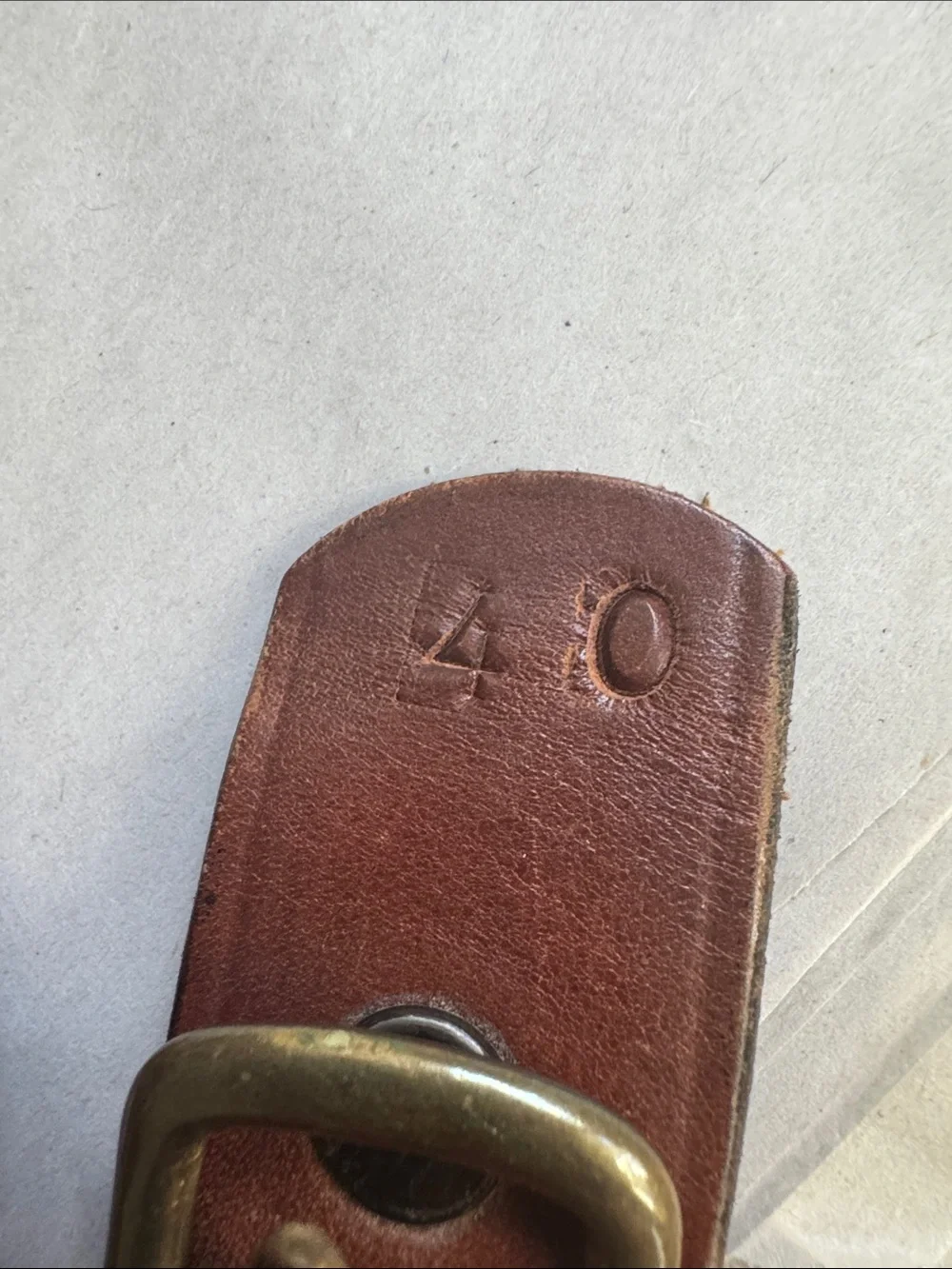 VTG The J. Peterman Company Brown Leather Belt Mens 40 Brass buckle Western